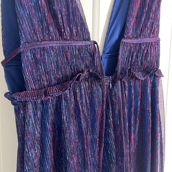 CLOSET CLOSING❗️NWT Lulus Spotlight On You Blue And Pink Metallic Maxi Dress - Picture 4 of 14